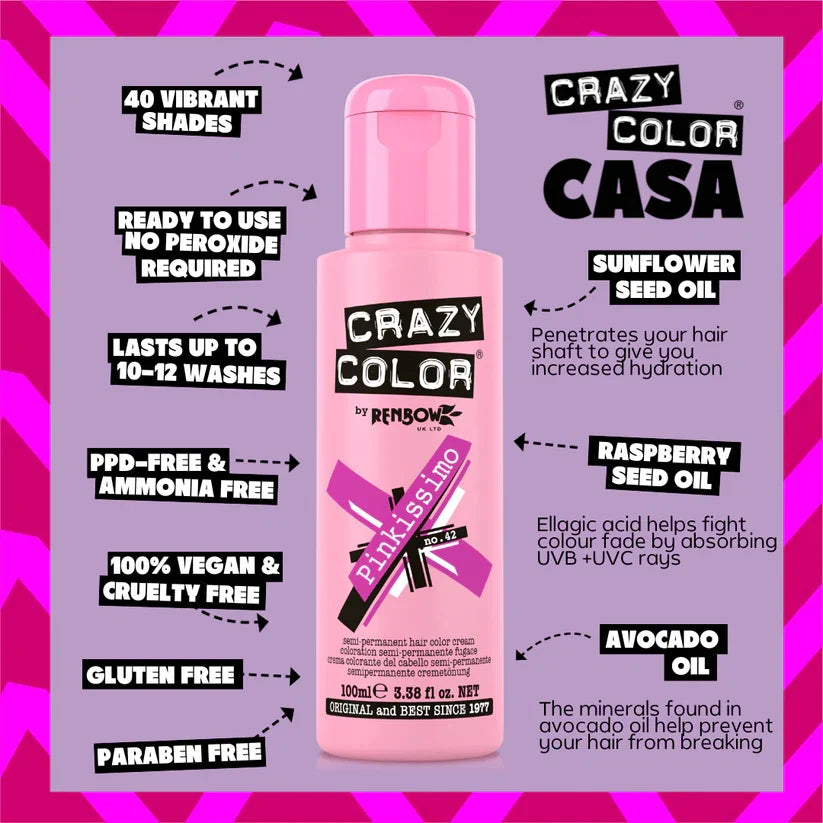 Crazy Color - Semi-Permanent Hair Color Pinkissimo 100ml