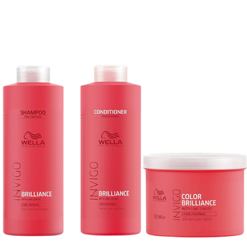 Wella Professionals - Invigo Color Brilliance Shampoo, Conditioner & Mask Trio Big Bundle