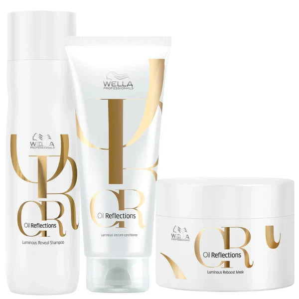 Wella Professionals - Premium Care Oil Reflections Luminous Shampoo, Conditioner & Mask Trio Bundle