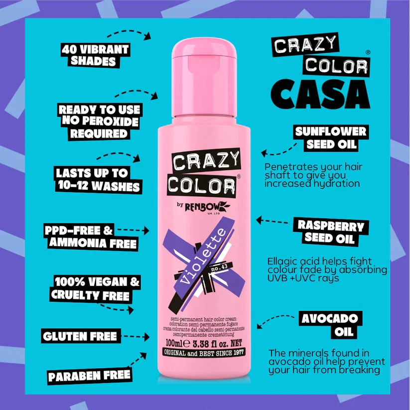 Crazy Color - Semi-Permanent Hair Color Violette 100ml