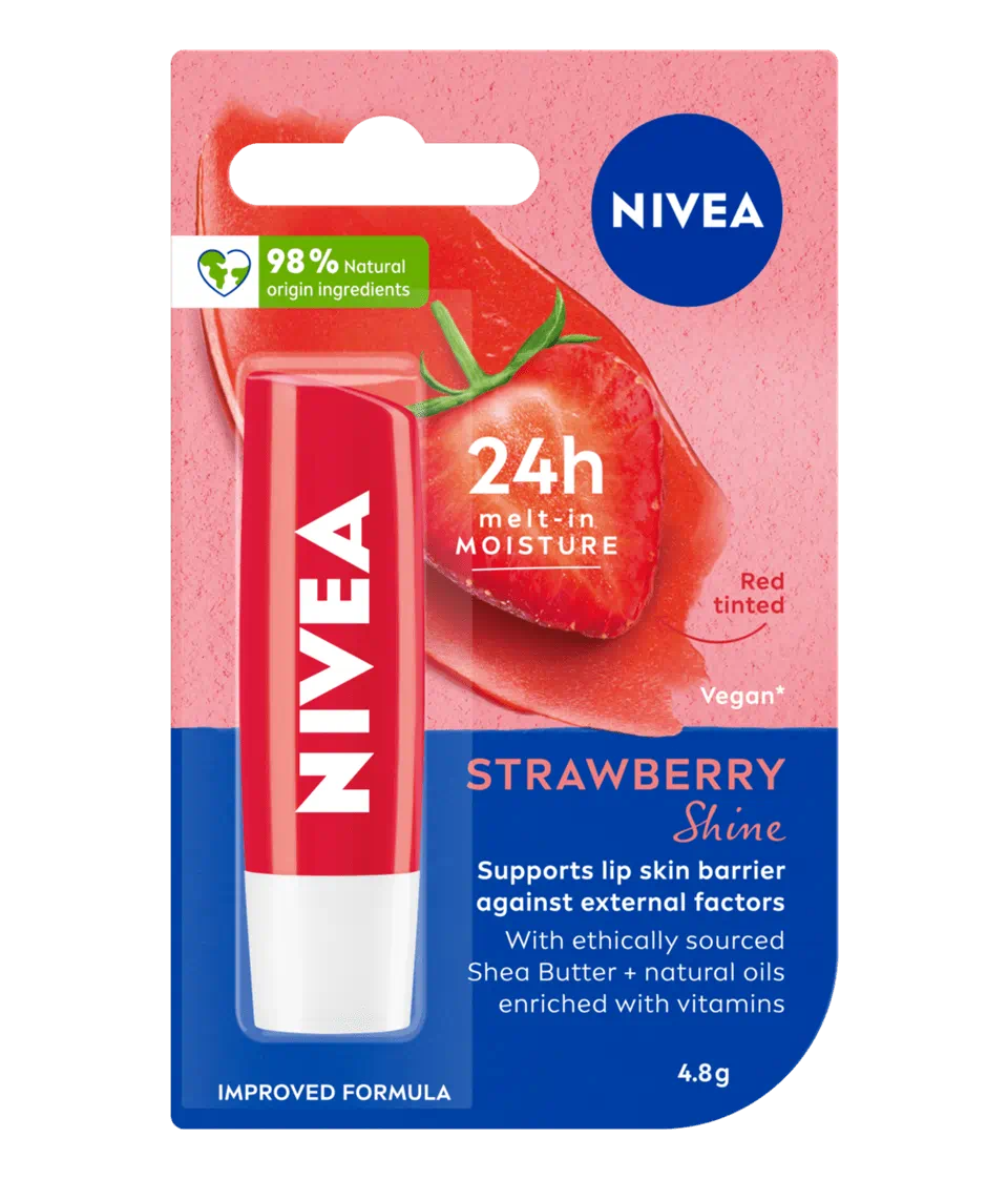 Nivea 24 Hr Melt-In Moisture Lip Balm - Strawberry Shine - Nexus hair
