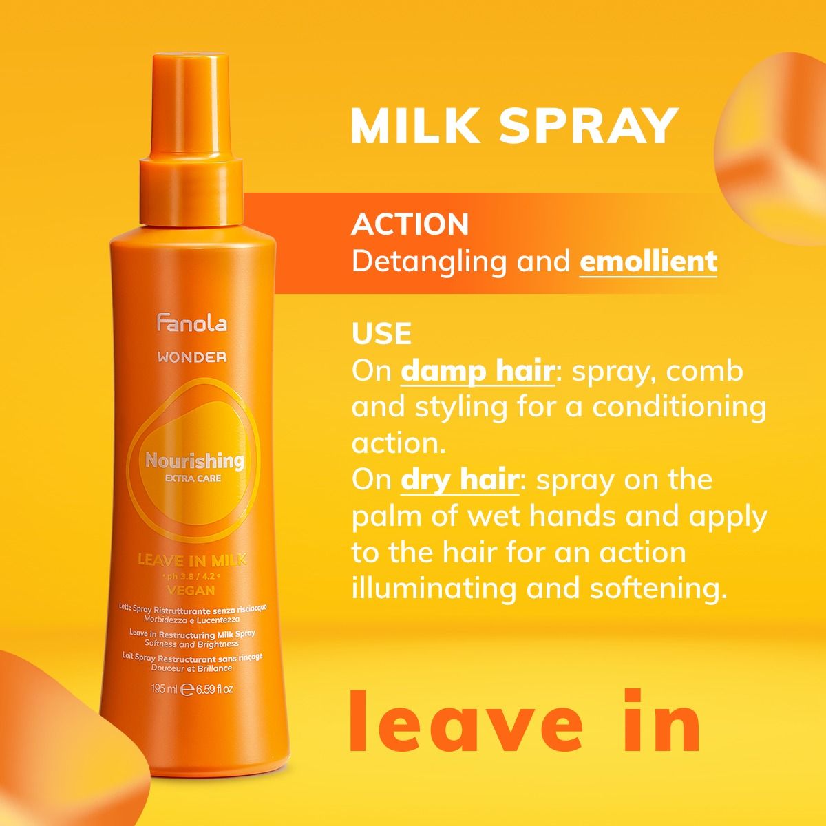 Fanola - Wonder Extra Care Nourishing Leave In Milk 195ml