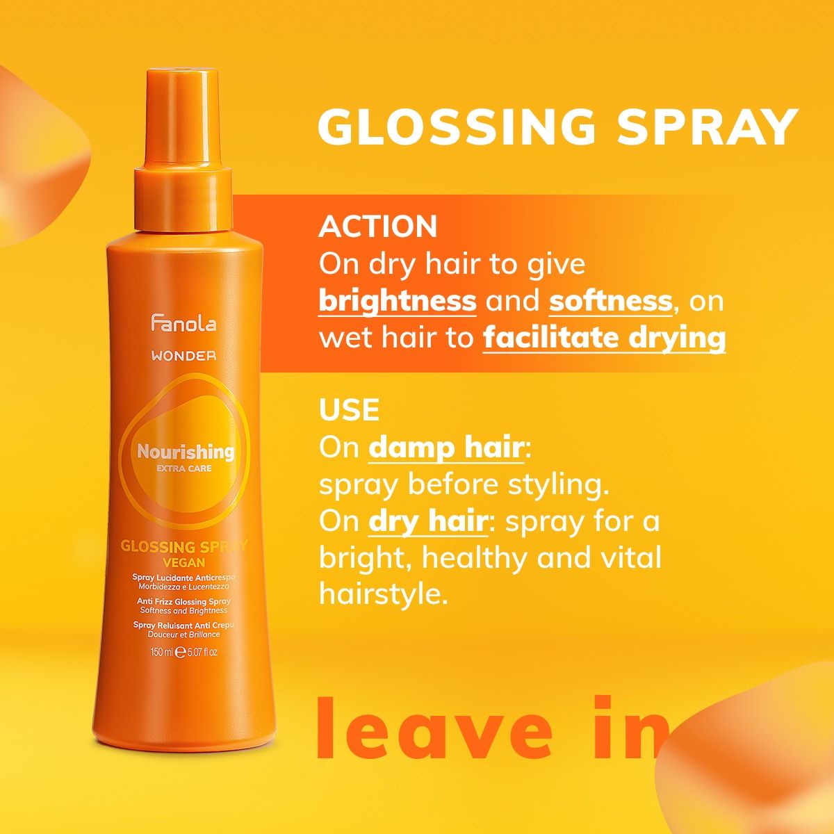 Fanola - Wonder Extra Care Nourishing Glossing Spray 150ml