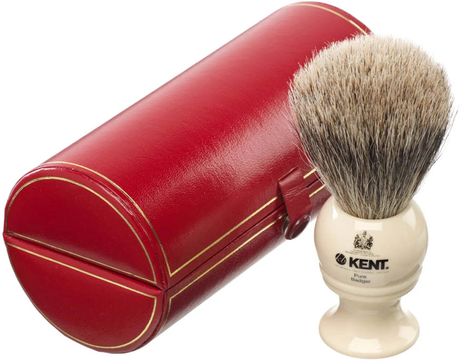 Kent - BK2 medium size pure grey badger shaving brush - ivory