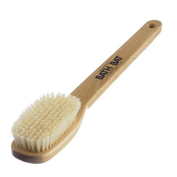 Kent - Beechwood Pure White Bristle Bath Bat with Fixed Head