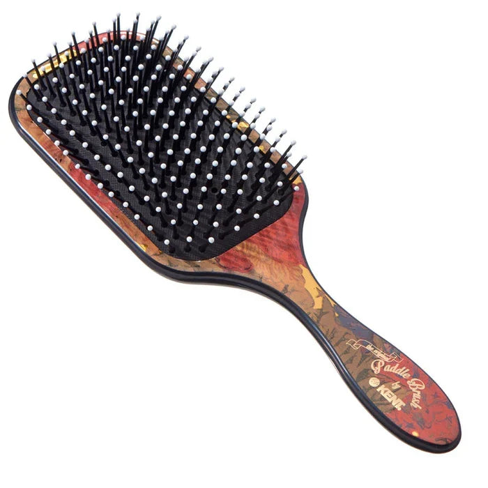 Kent - Floral Large Cushioned Paddle Brush, Nylon Quills