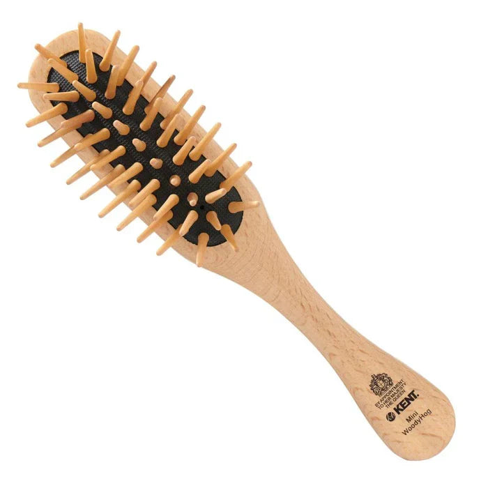 Kent - Mini WoodyHog Small Beechwood Wooden Quill Hairbrush