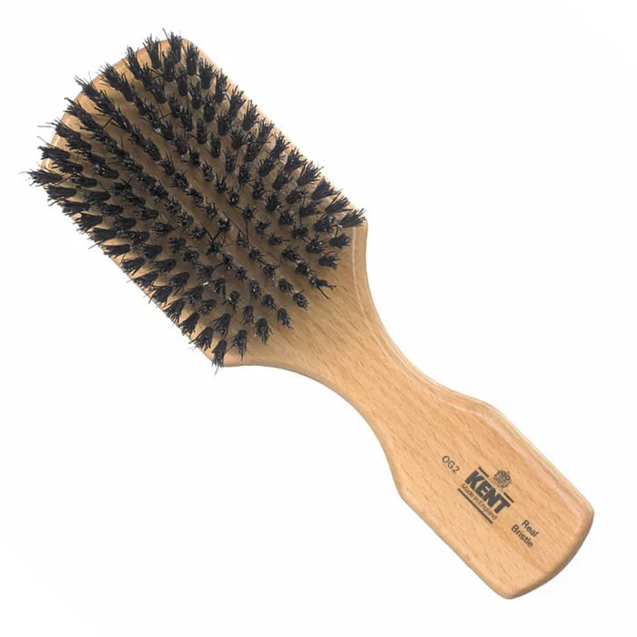 Kent - Mens Finest Beechwood Pure Black Bristle Rectangular Club Brush