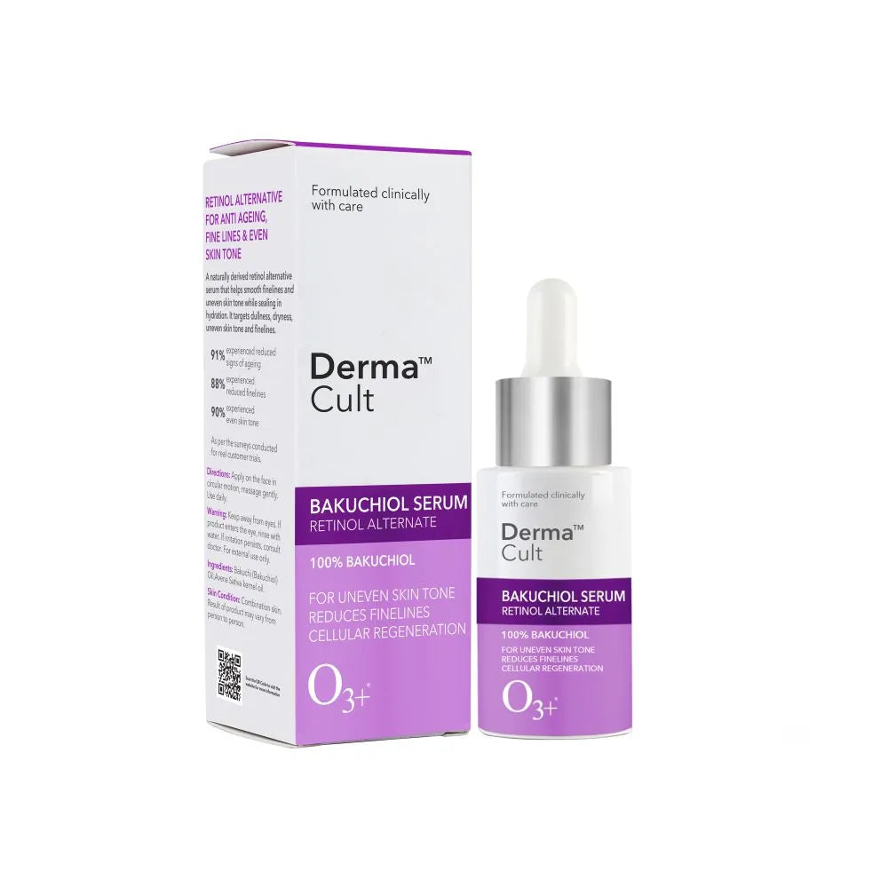 O3+ Derma Cult Bakuchiol Serum 100% Plant Retinol with Adaptogen For Anti-Ageing 30ml