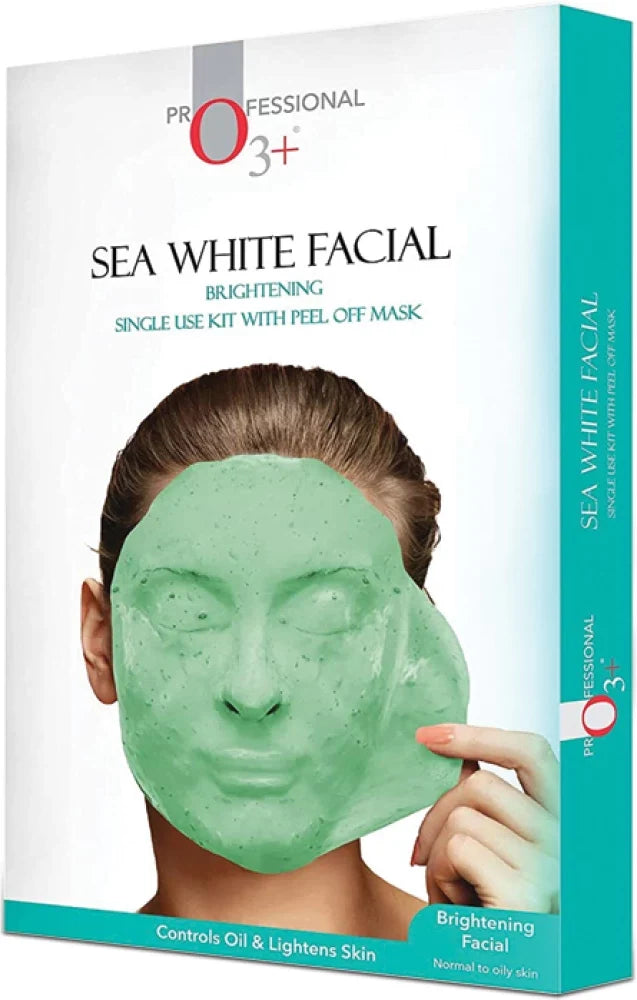 O3+ Sea White Facial Kit with Peel Off-Mask - Controls Oil & Lightens Skin - Single Use - Nexus hair