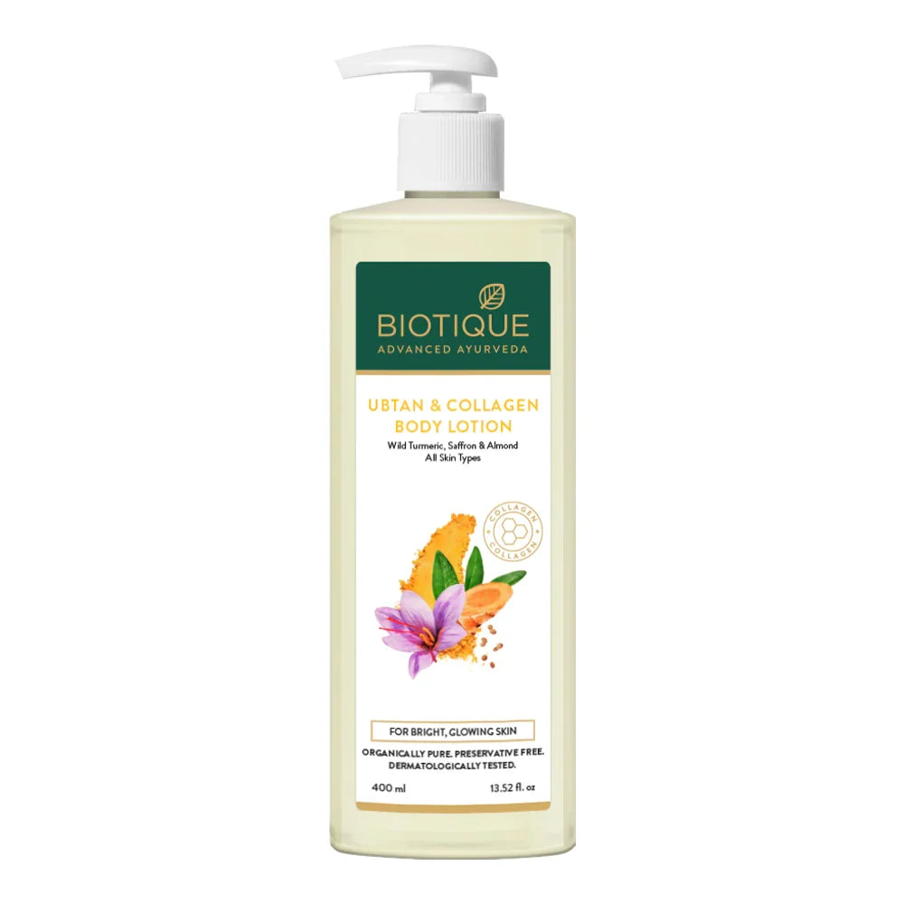 Biotique Ubtan & Collagen Body Lotion With Saffron & Almond 400ml